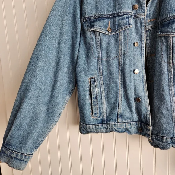 Vintage Wrangler Hero Blue 100% Cotton Denim Heavy Weight Barncore Jacket Large - Picture 3 of 8